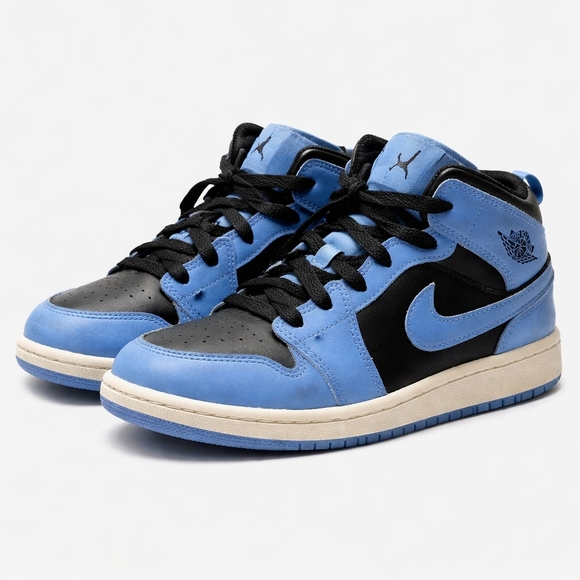 Air Jordan 1 Mid Kids Sneakers - University Blue/Black- US 3Y - Picture 3 of 6